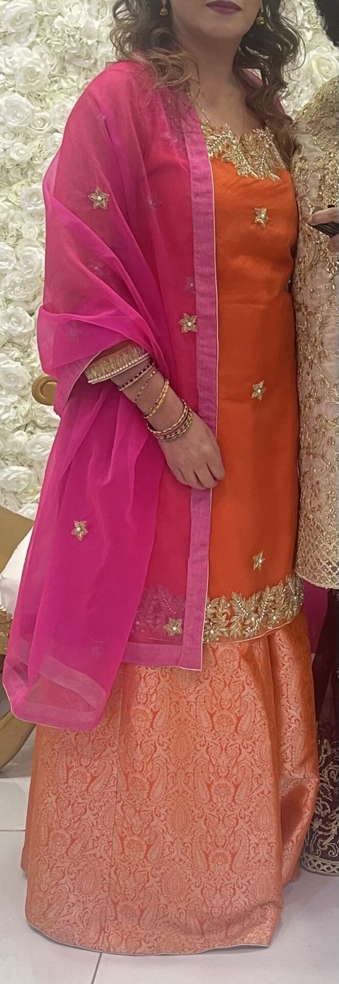 Orange and pink gharara